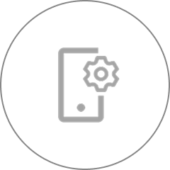 Smartphone with gear icon representing app development