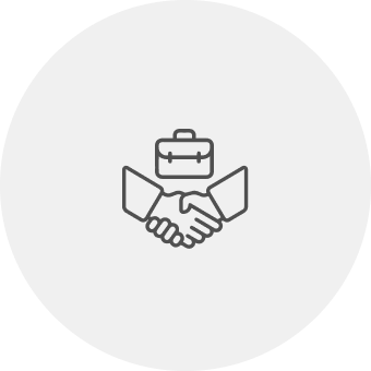 Handshake with briefcase icon representing Business Development