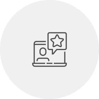 Desktop computer with a star badge icon representing Business Support and Customer Service