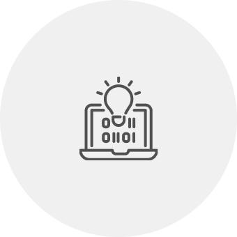 Laptop with Light bulb icon representing Innovation and Technology.